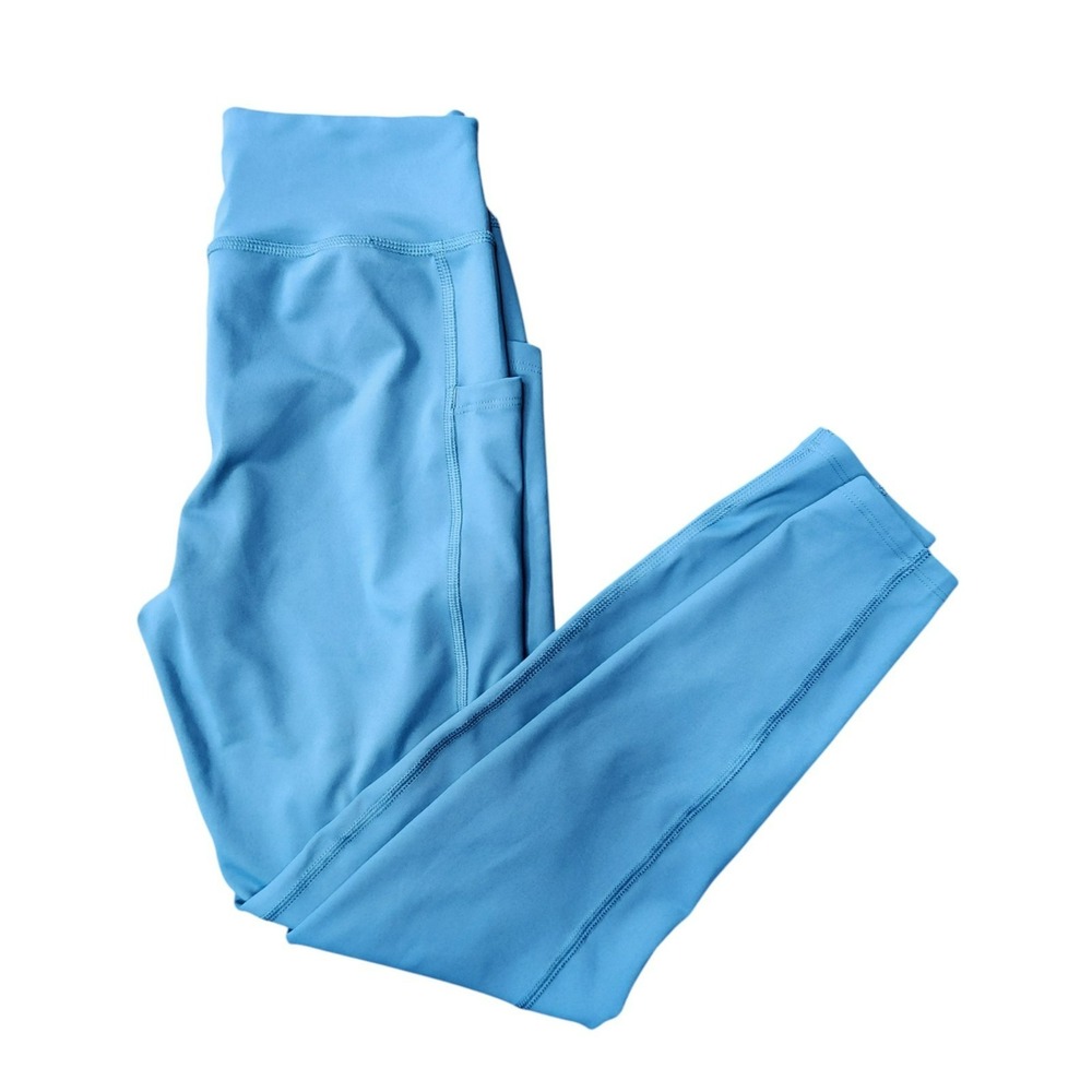 REI Co-op Womens‎ High Rise Active Leggings Blue Side Pockets Medium 10-12